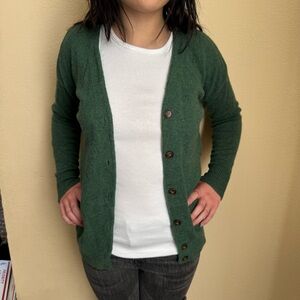 Madewell Boyfriend Cardigan Sweater green Merino blend sz XS